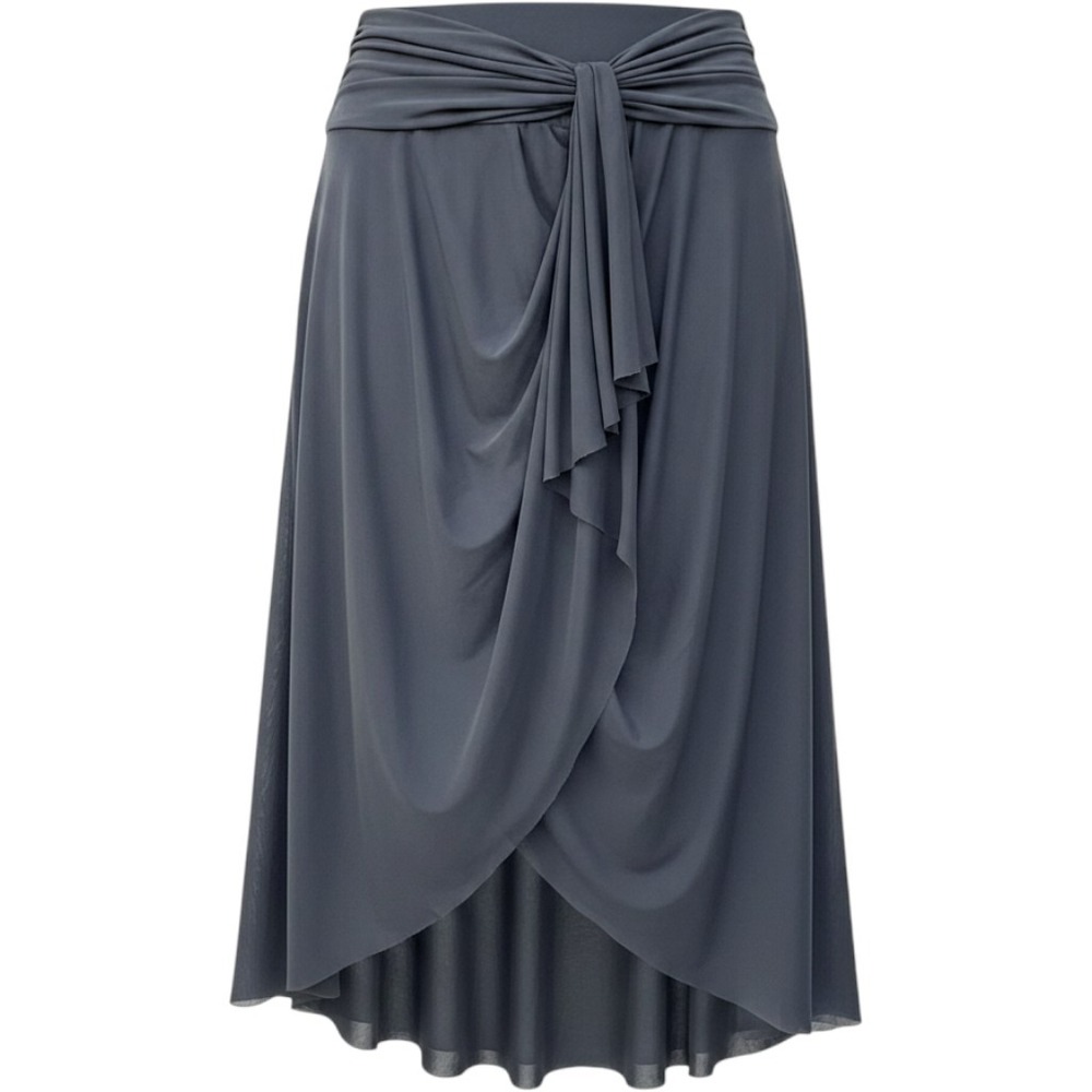 Profile by Gottex Women Black Mesh Draped Knot Front Midi Skirt L